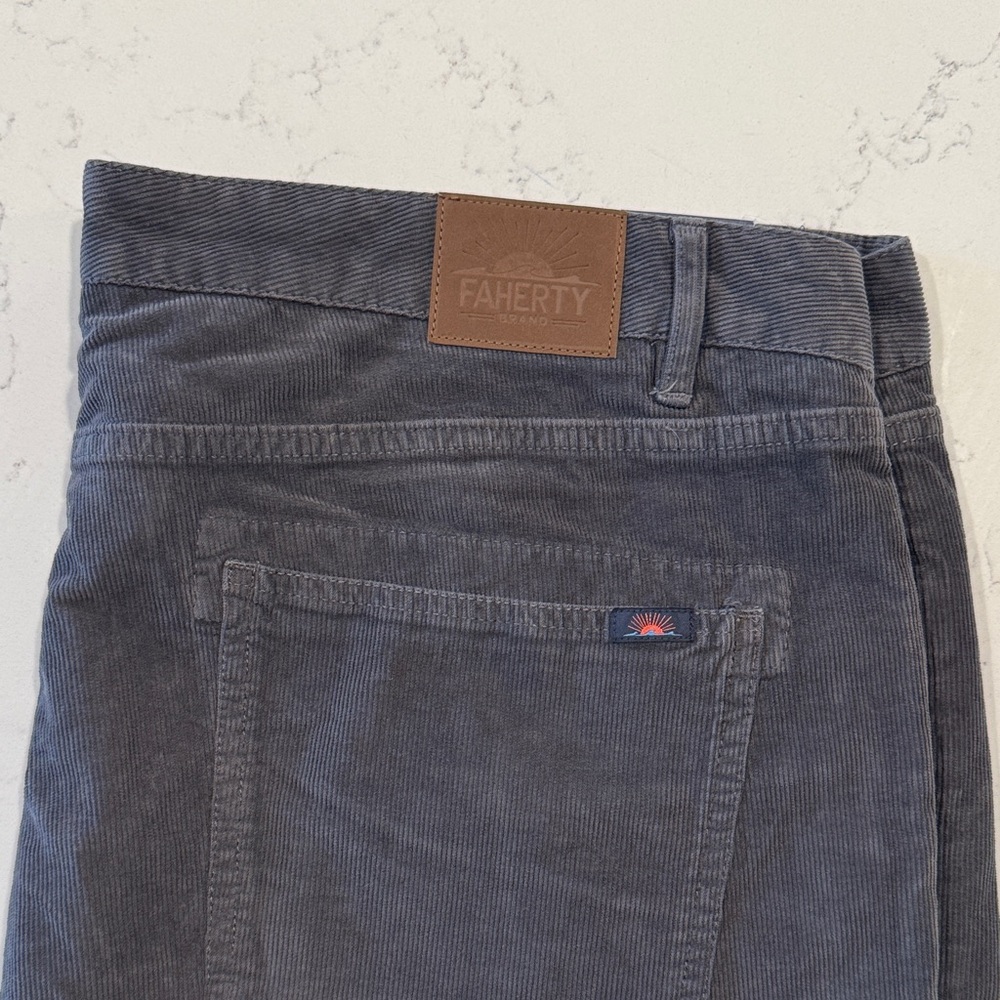 Faherty Men's Dark Gray Corduroy Pants